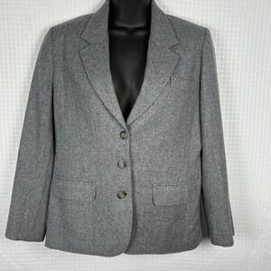 Vintage Pendleton 100% Wool Blazer‎ Womens P8 Gray Classic Heritage Academia USA